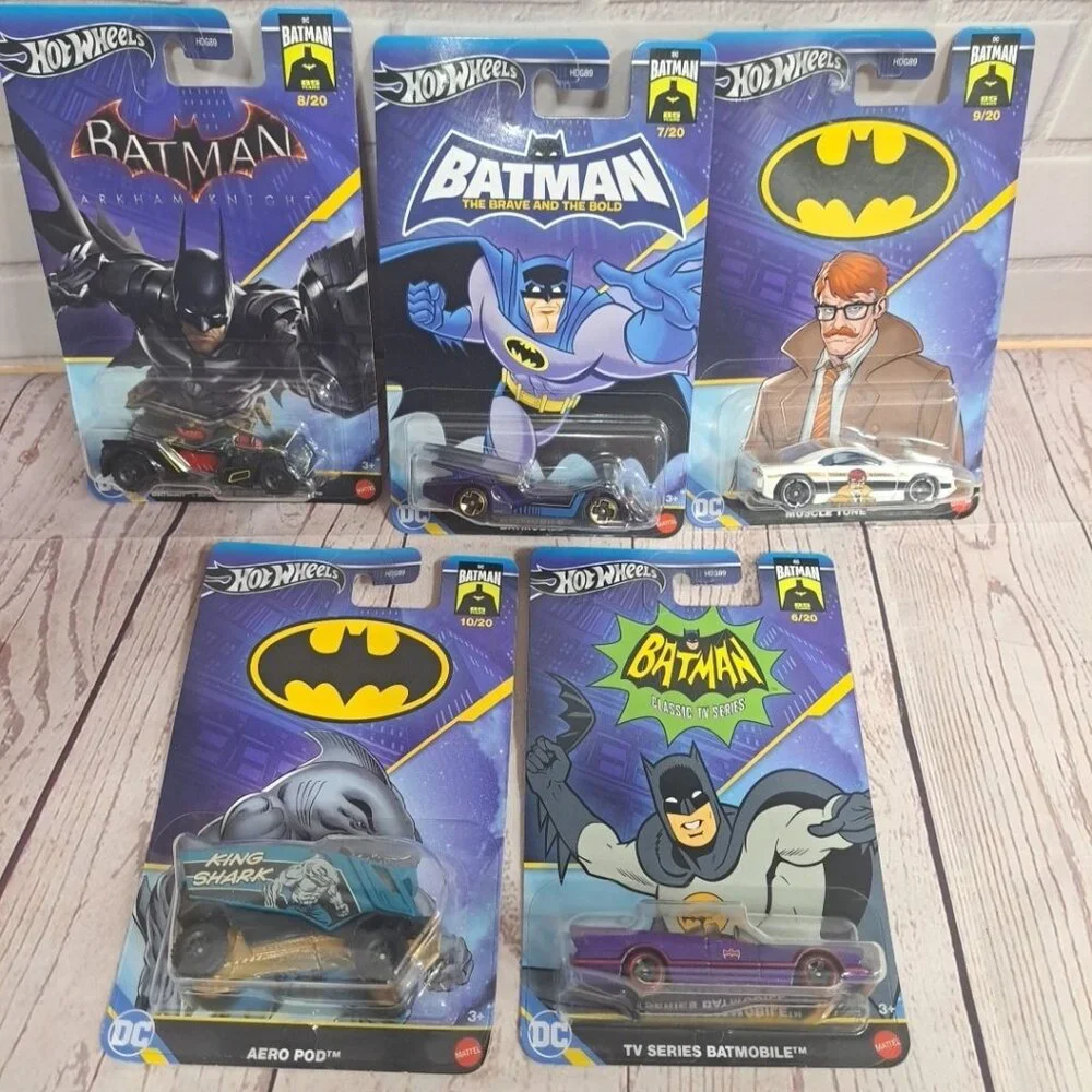 Hot Wheels BATMAN Themed 2024 Mix 2 - 5 Pack 1:64 Scale Die-Cast Cars King Shark